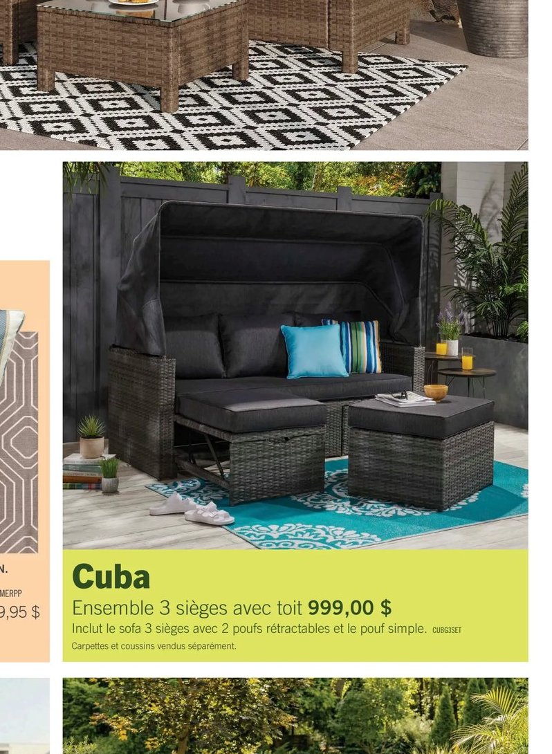 Ensemble 3 sièges avec toit Cuba