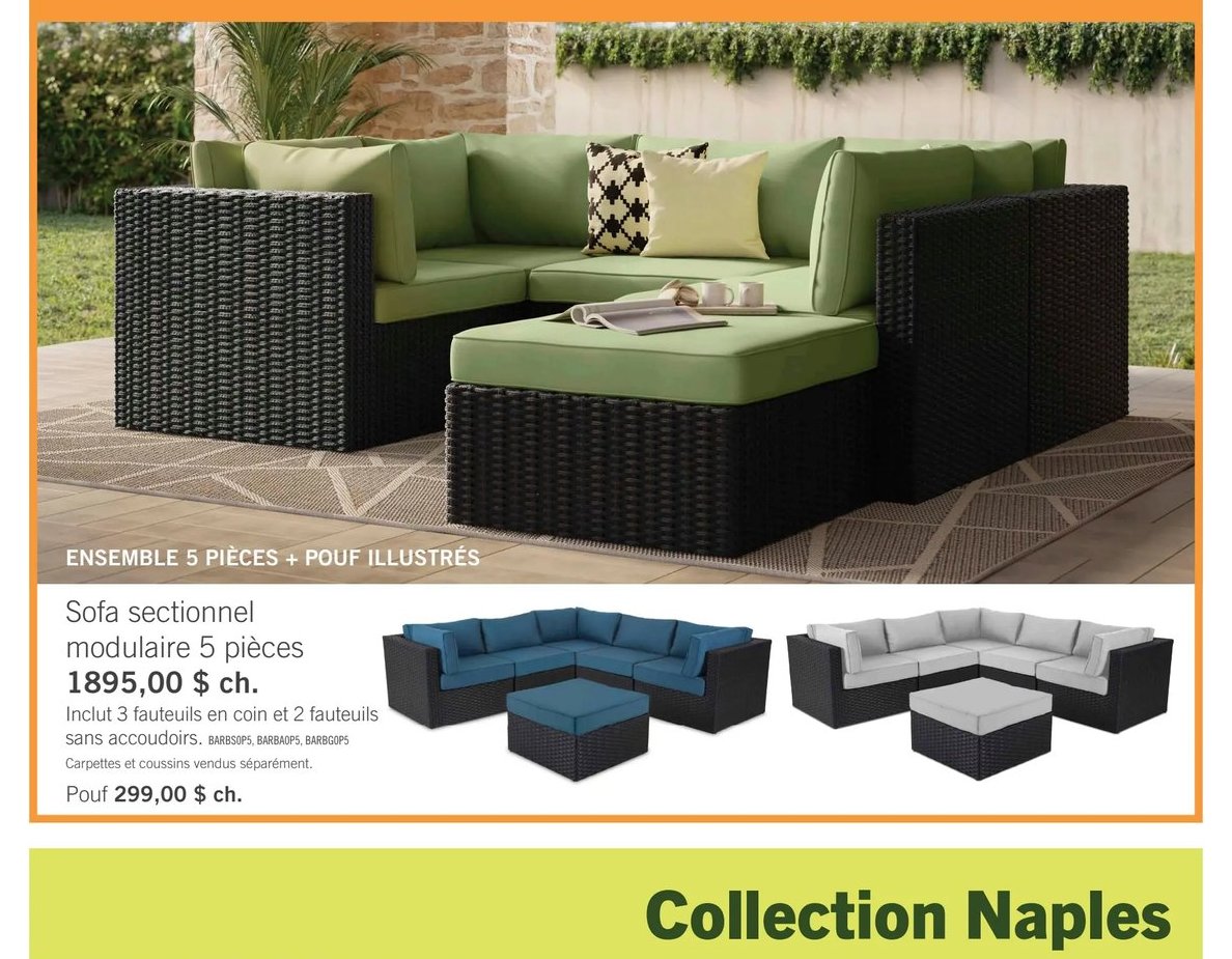 Sofa sectionnel modulaire 5 pièces Collection B…