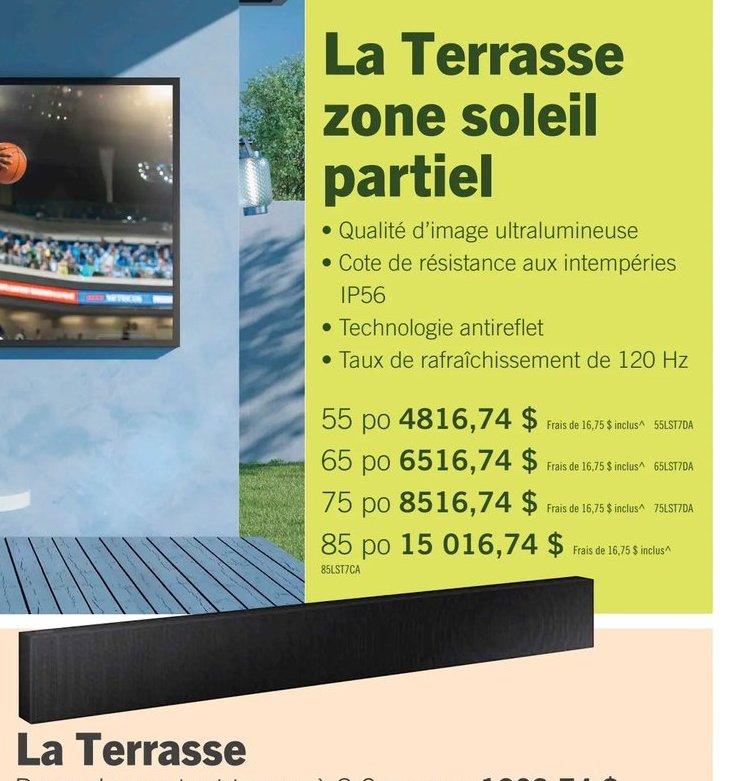 Samsung La Terrasse zone soleil partiel 75 po