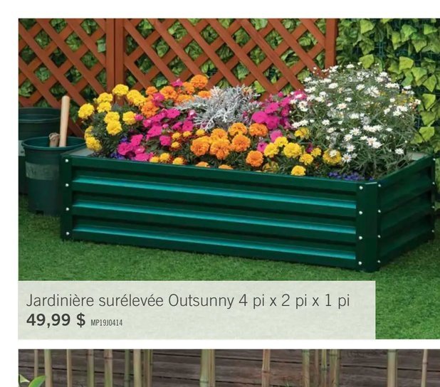 Jardinière surélevée Outsunny 4 pi x 2 pi x 1 pi