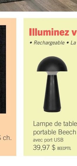 Lampe de table portable Beech