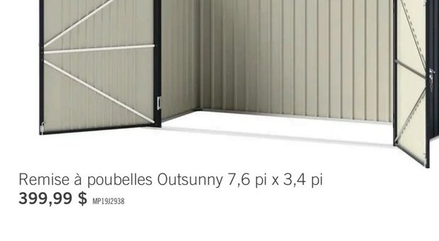 Remise à poubelies Outsunny 7,6 pi x 3,4 pi