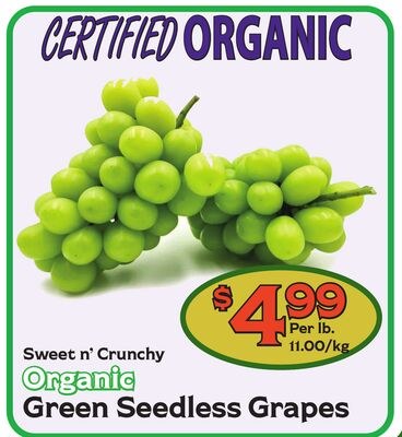 Organic Green Seedless Grapes