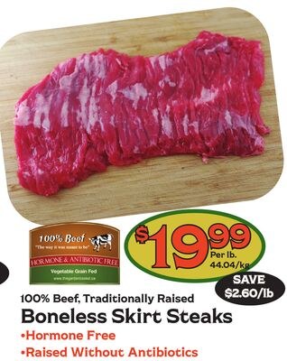 100% Beef, Traditionally Raised Boneless Skirt …