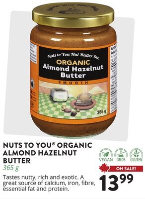 NUTS TO YOU® ORGANIC ALMOND HAZELNUT BUTTER