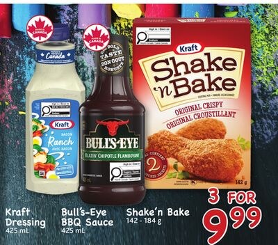 Kraft Dressing 425 mL Bull's-Eye BBQ Sauce 425 …