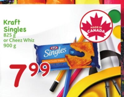 Kraft Singles 825 g or Cheez Whiz 900 g