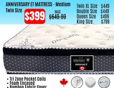 SLEEP FACTORY ANNIVERSARY ET MATTRESS - Medium