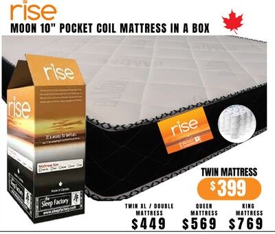 RISE MOON 10" POCKET COIL MATTRESS IN A BOX