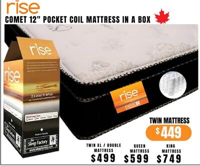 RISE COMET 12" POCKET COIL MATTRESS IN A BOX