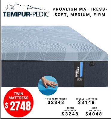 TEMPER-PEDIC PROALIGN MATTRESS- SOFT, MEDIUM, F…