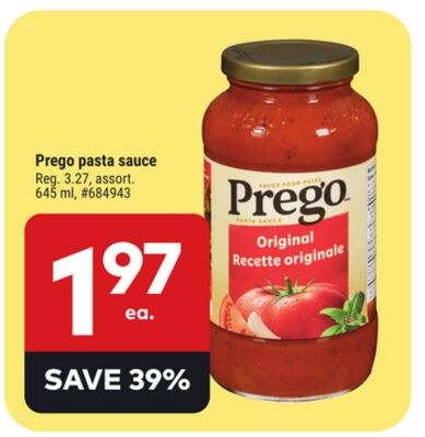 Prego pasta sauce