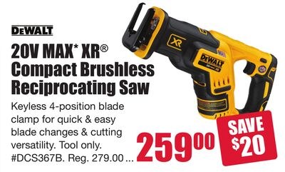 DEWALT 20V MAX* XR® Compact Brushless Reciproca…