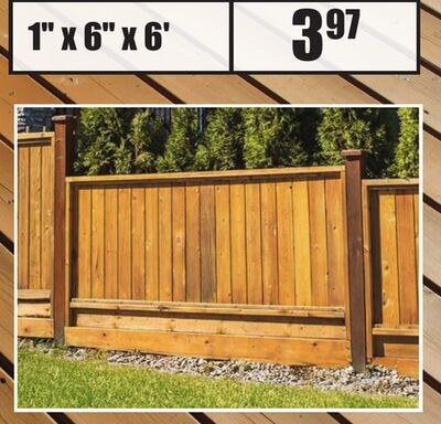 PRESSURE TREATED LUMBER 1" x 6" x 6'