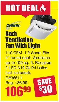 Cathelle Bath Ventilation Fan With Light