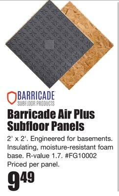 Barricade Air Plus Subfloor Panels