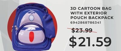 3D CARTOON BAG WITH EXTERIOR POUCH BACKPACK