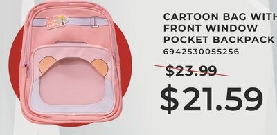 CARTOON BAG WITH FRONT WINDOW POCKET BACKPACK
