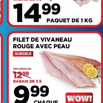Filet de vivaneau rouge avec peau