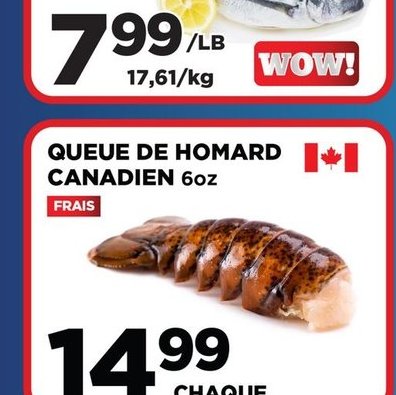 Queue de homard canadien 6 oz