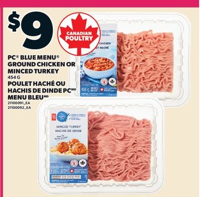 POULET HACHÉ OU HACHIS DE DINDE PC MENU BLEU, 4…