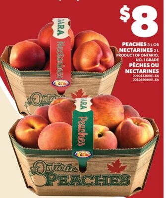 PÊCHES,3 L OU NECTARINES, 2 L