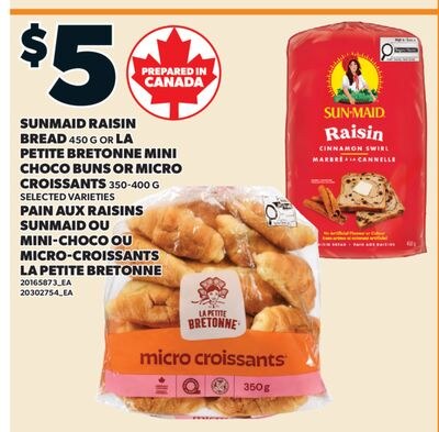 PAIN AUX RAISINS SUNMAID 450 G OU MINI-CHOCO OU…