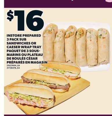 CAESER WRAP TRAY PAQUET DE 3 SOUS-MARINS OU PLA…