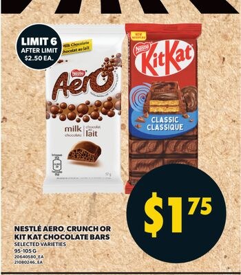 NESTLÉ AERO CRUNCH OR KITKAT CHOCOLATE BARS, 95…