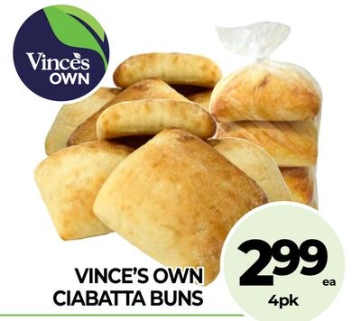 VINCE'S OWN CIABATTA BUNS