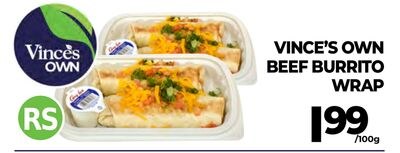 VINCE'S OWN BEEF BURRITO WRAP
