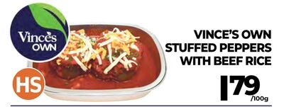 VINCE'S OWN STUFFED PEPPERS WITH BEEF RICE