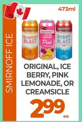 SMIRNOFF ICE ORIGINAL, ICE BERRY, PINK LEMONADE…