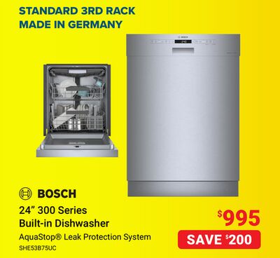 Bosch 24" 300 Series Built-in Dishwasher