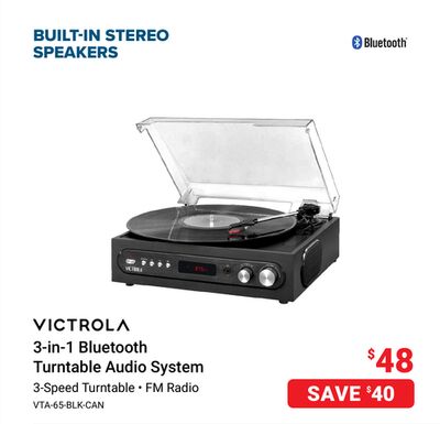 VICTROLA 3-in-1 Bluetooth Turntable Audio System
