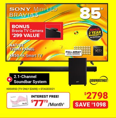 SONY Mini LED BRAVIA 5 + 2.1 Channel Soundbar S…