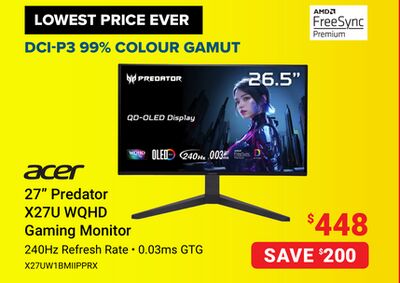 Acer 27" Predator X27U WQHD Gaming Monitor