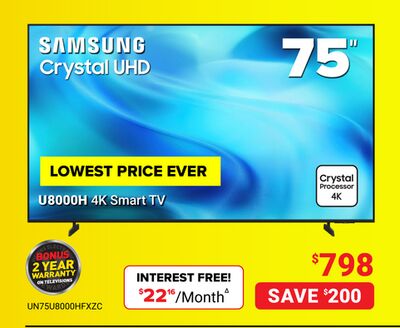 SAMSUNG Crystal UHD U8000H 4K Smart TV 75"