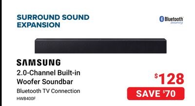 SAMSUNG 2.0-Channel Built-in Woofer Soundbar