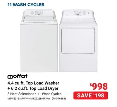 4.4 cu.ft. Top Load Washer + 6.2 cu.ft. Top Loa…