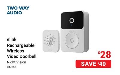 elink Rechargeable Wireless Video Doorbell