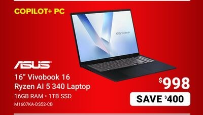 16" Vivobook 16 Ryzen AI 5 340 Laptop