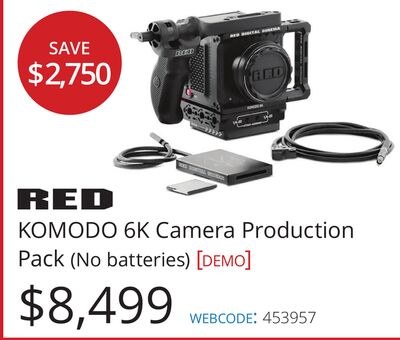 RED KOMODO 6K Camera Production Pack (No batter…