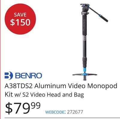 A38TDS2 Aluminum Video Monopod Kit w/ S2 Video …