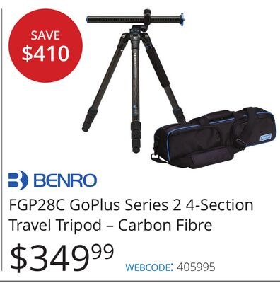 FGP28C GoPlus Series 2 4-Section Travel Tripod …