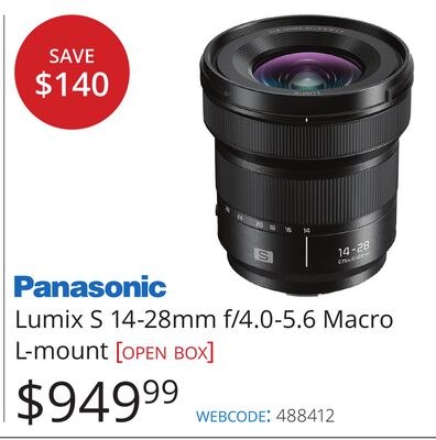 Panasonic Lumix S 14-28mm f/4.0-5.6 Macro L-mou…