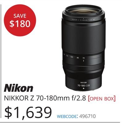 Nikon NIKKOR Z 70-180mm f/2.8 [open box]