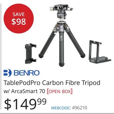 TablePodPro Carbon Fibre Tripod w/ ArcaSmart 70