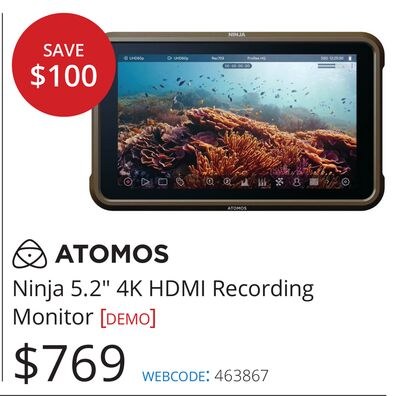 ATOMOS Ninja 5.2" 4K HDMI Recording Monitor [DE…