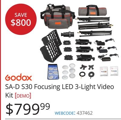 GODOX SA-D S30 Focusing LED 3-Light Video Kit [